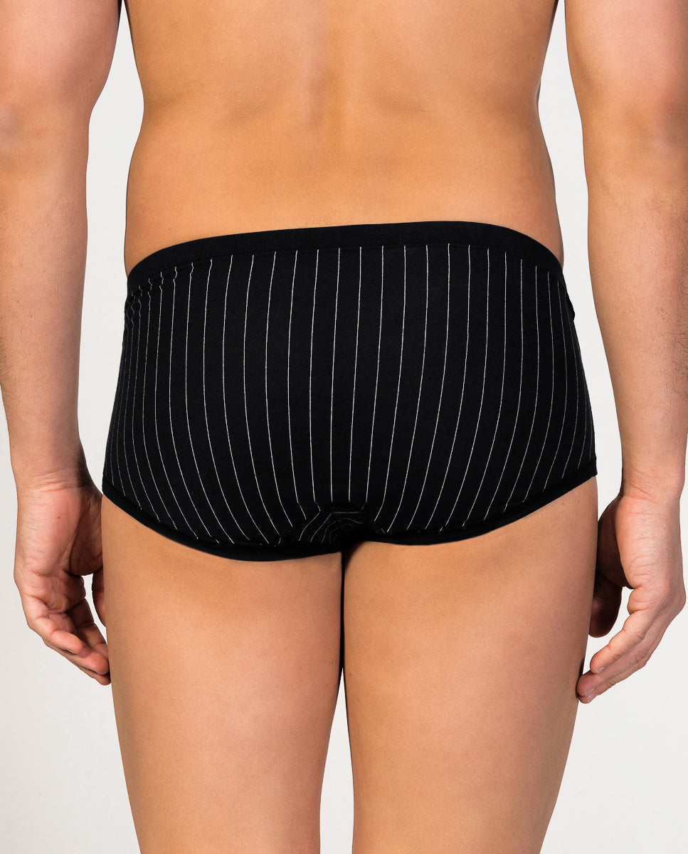 Senior pinstriped fly front brief