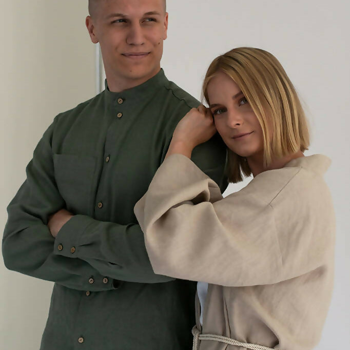 Men linen shirt pine 2