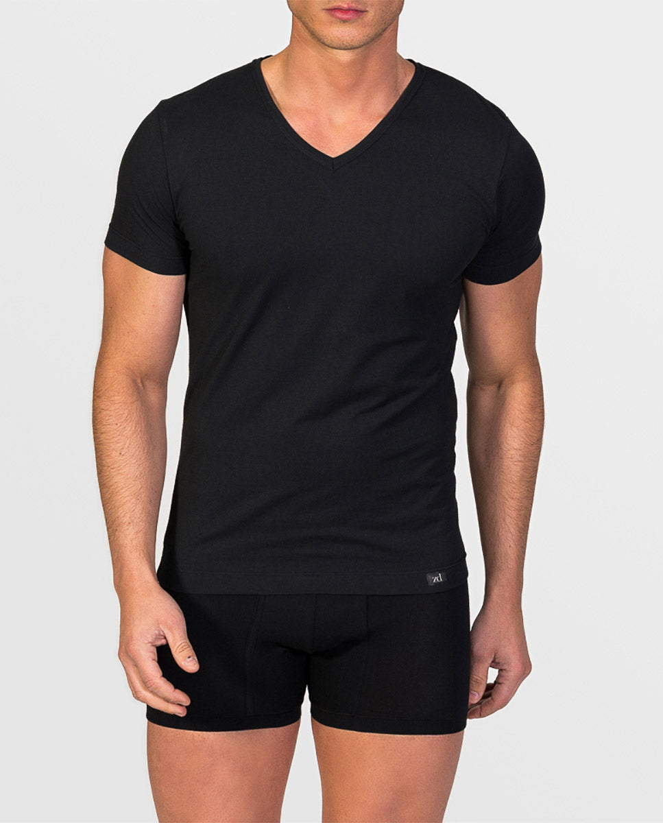 Short sleeve v-neck undershirt soya yarn