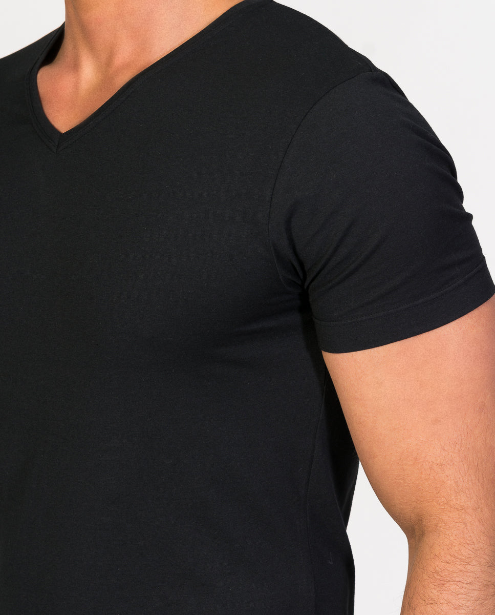 Short sleeve v-neck undershirt soya yarn