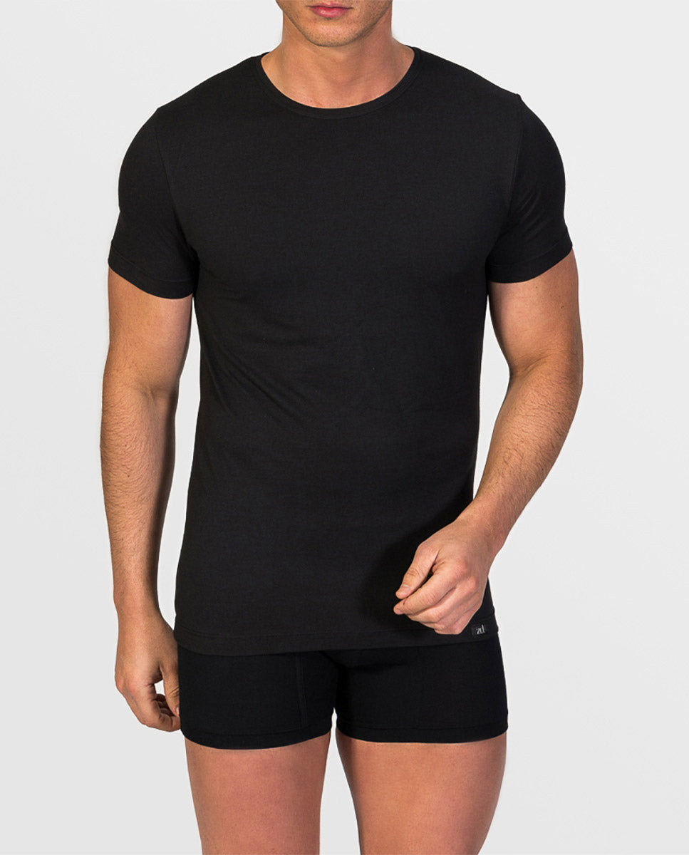 Short sleeve crew-neck undershirt soya yarn