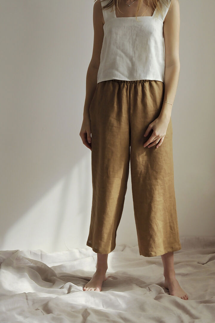linen trousers - Brown 1