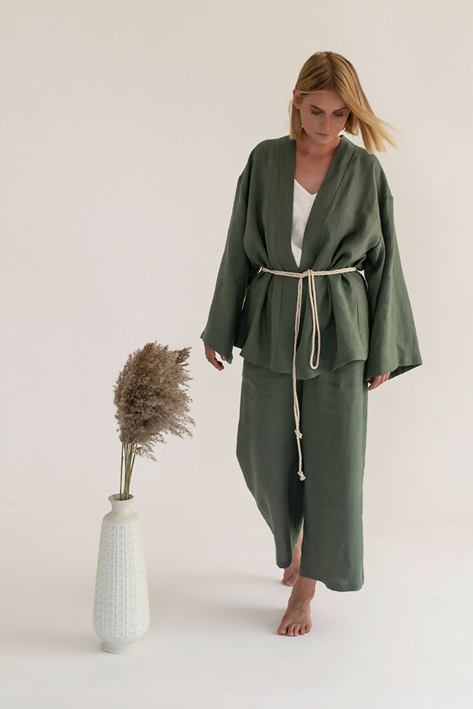 linen kimono set - Pine 1