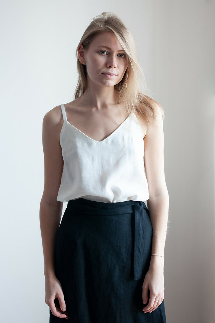 Linen v-top white 1