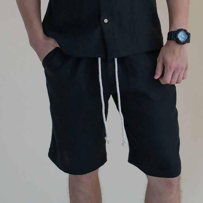 men linen shorts black 3