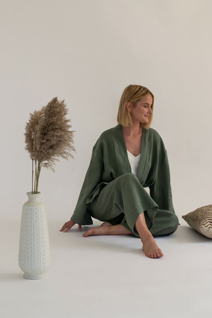 linen kimono set - Pine 3
