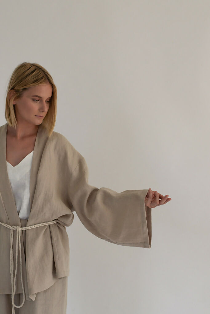 linen kimono set - Natural 2