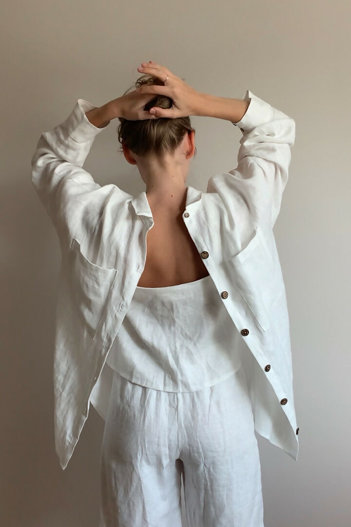 Oversized linen shirt white 5