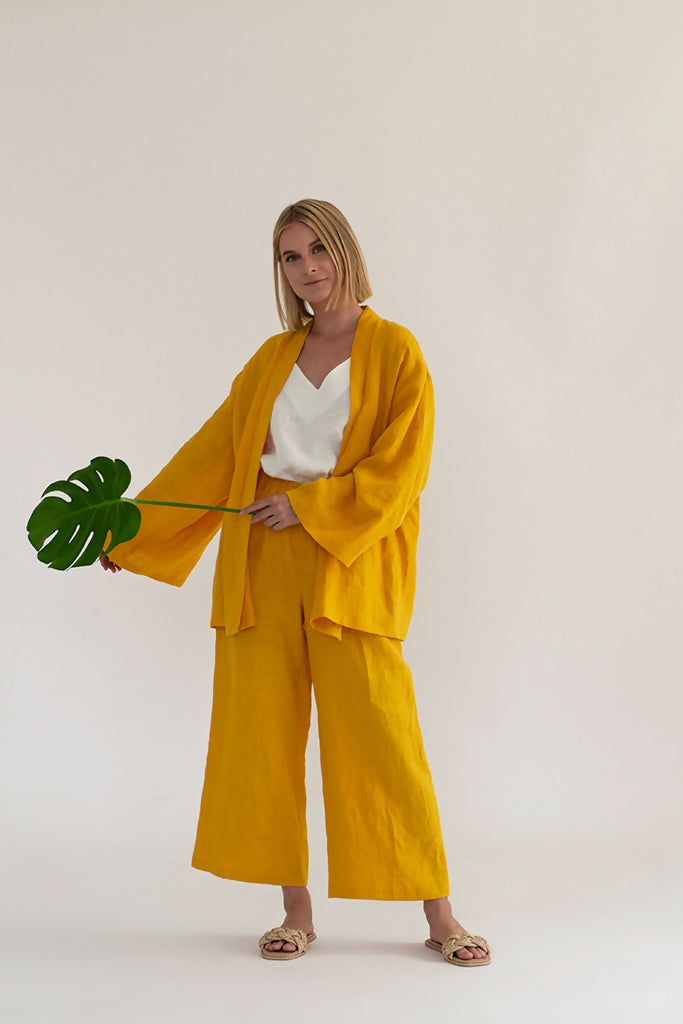 linen kimono set - Yellow 5