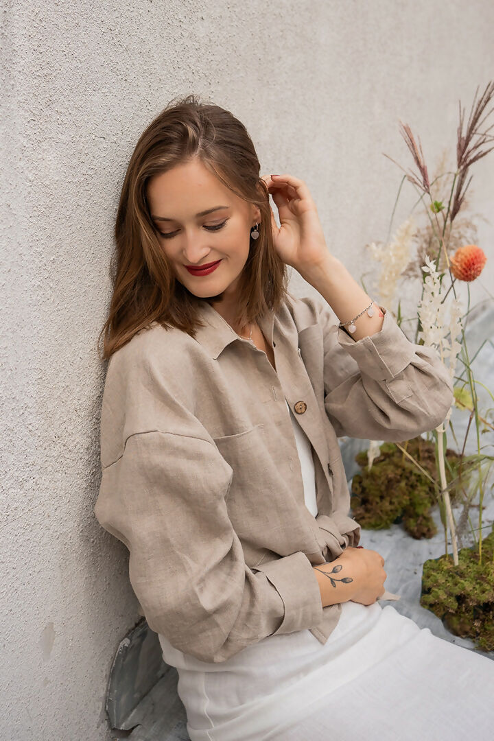 Oversized linen shirt natural 4