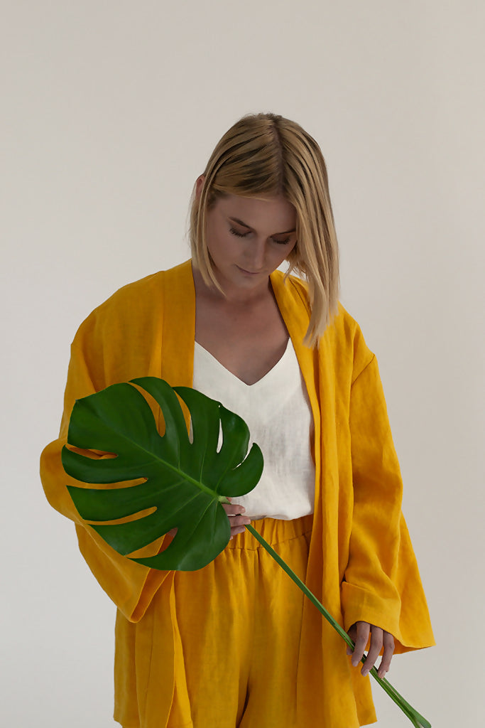 linen kimono set - Yellow 4