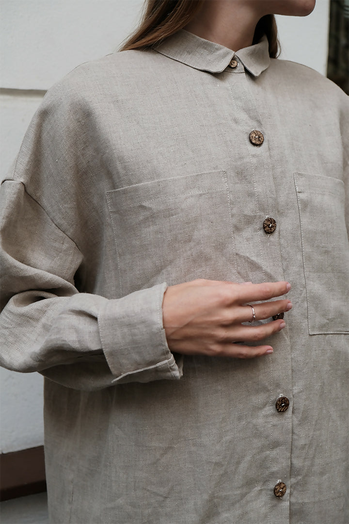 Oversized linen shirt natural 1