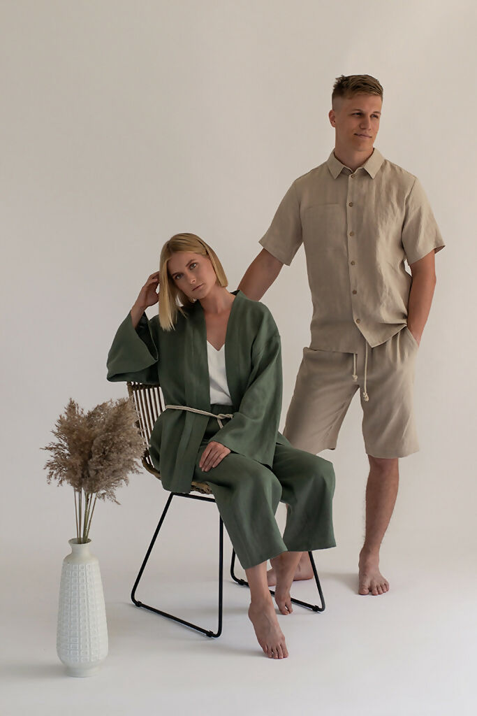 linen trousers - Green 2