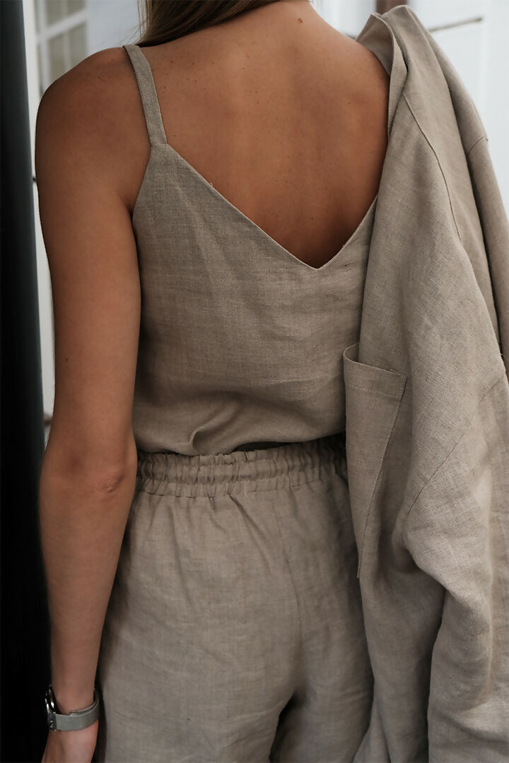 Linen v-top white 3