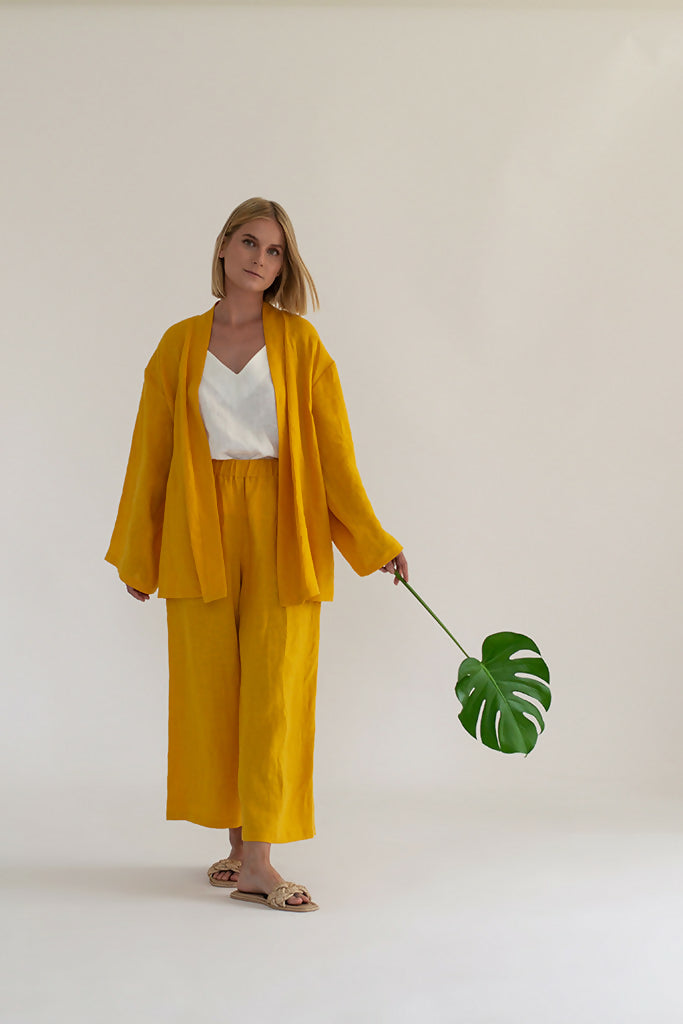 linen kimono set - Yellow 1