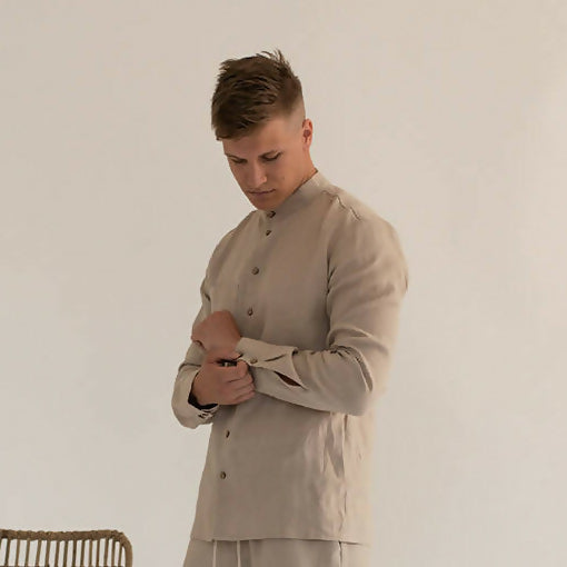 Men linen shirt natural 1