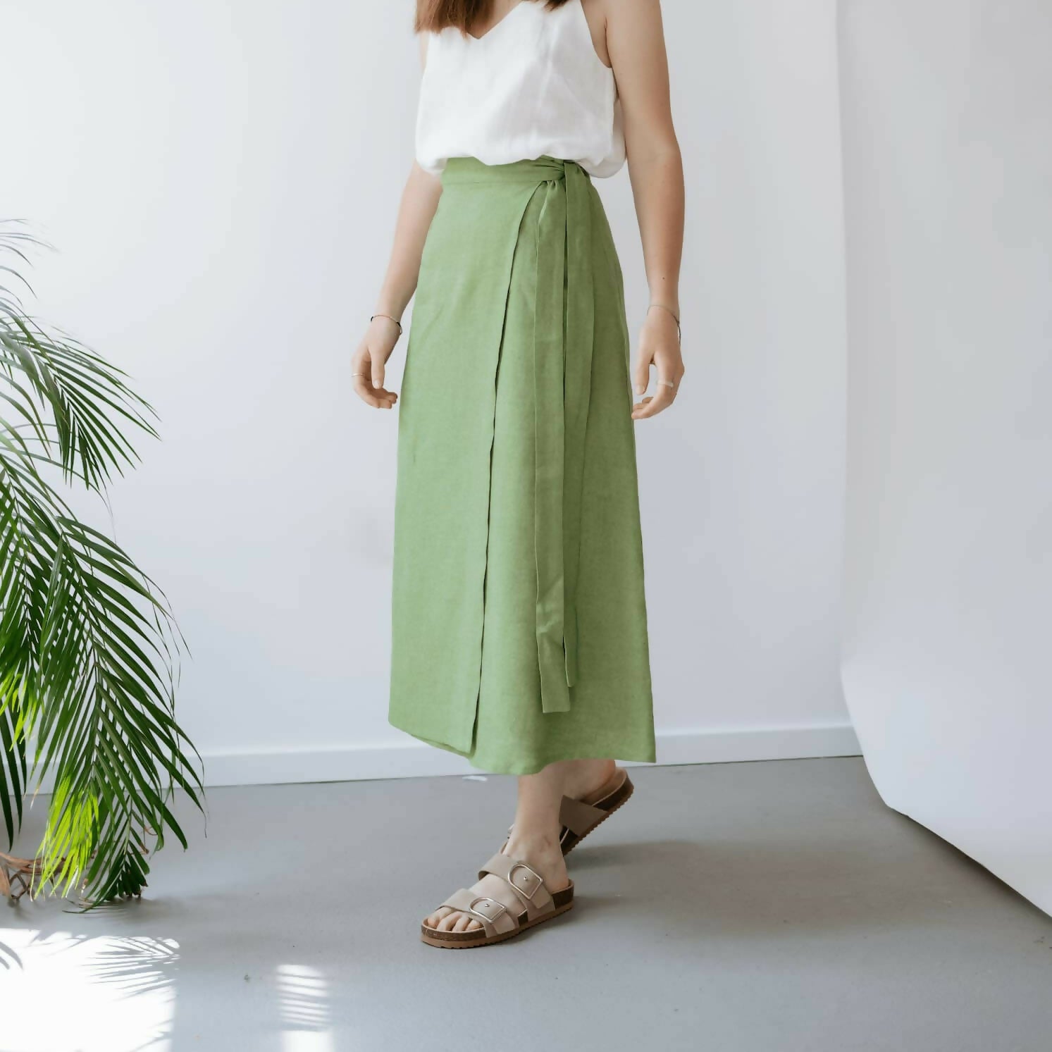 Organic Linen skirt fern 1