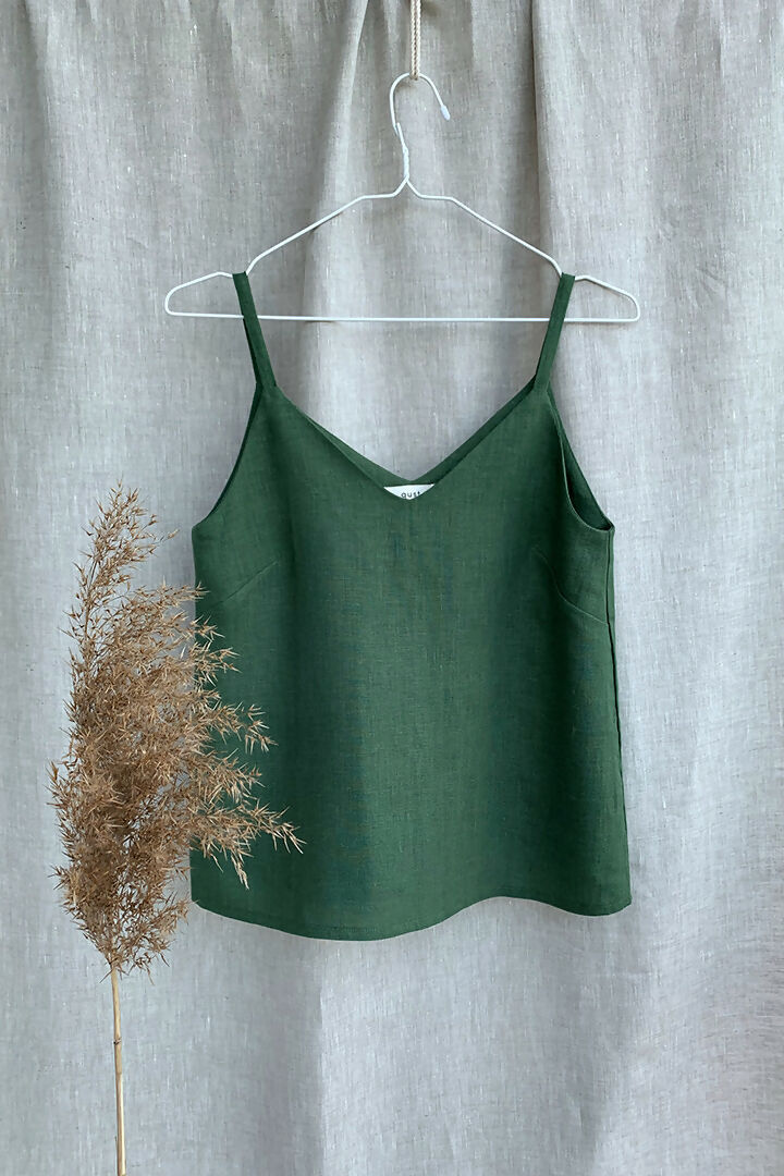 Linen v-top green 1