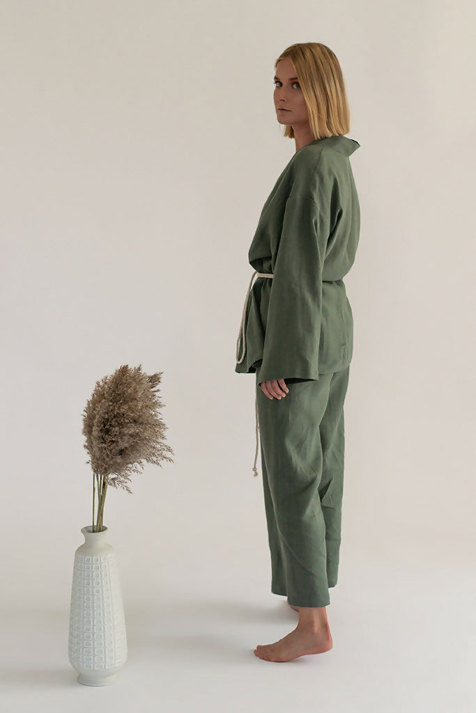 linen kimono set - Pine 2