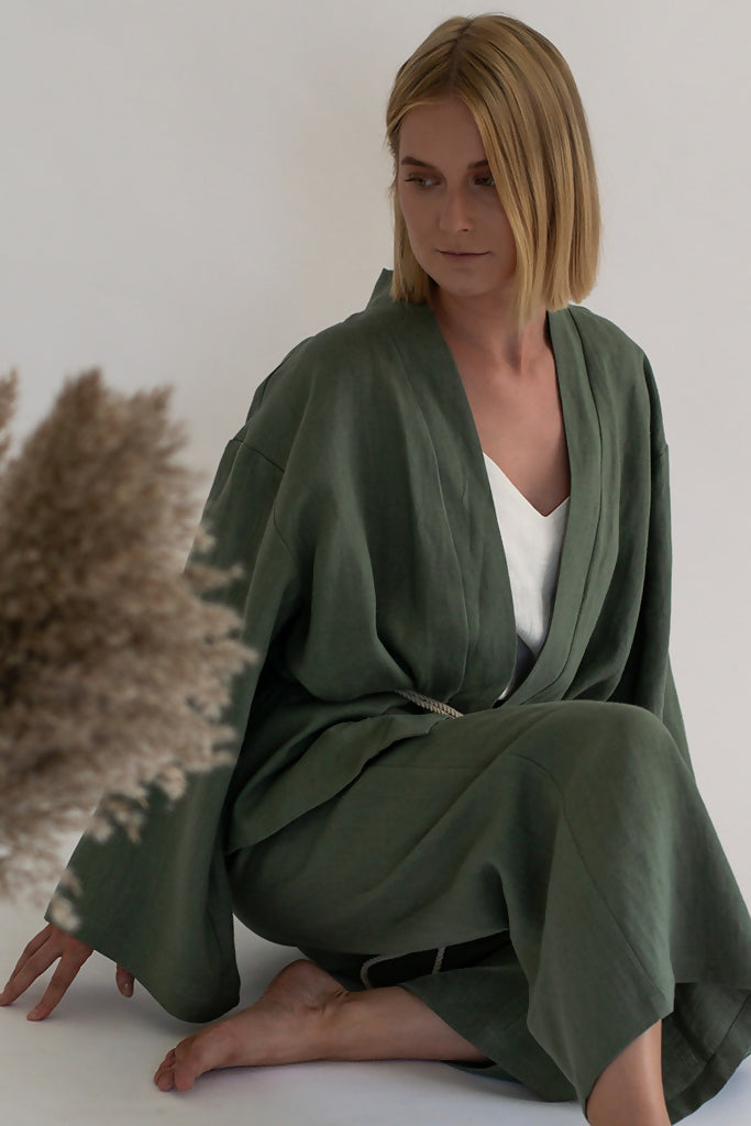 linen trousers - Green 1