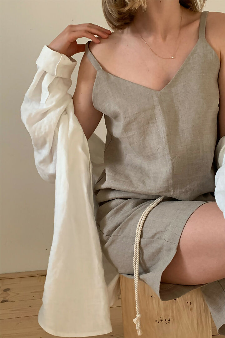 Linen v-top natural 2