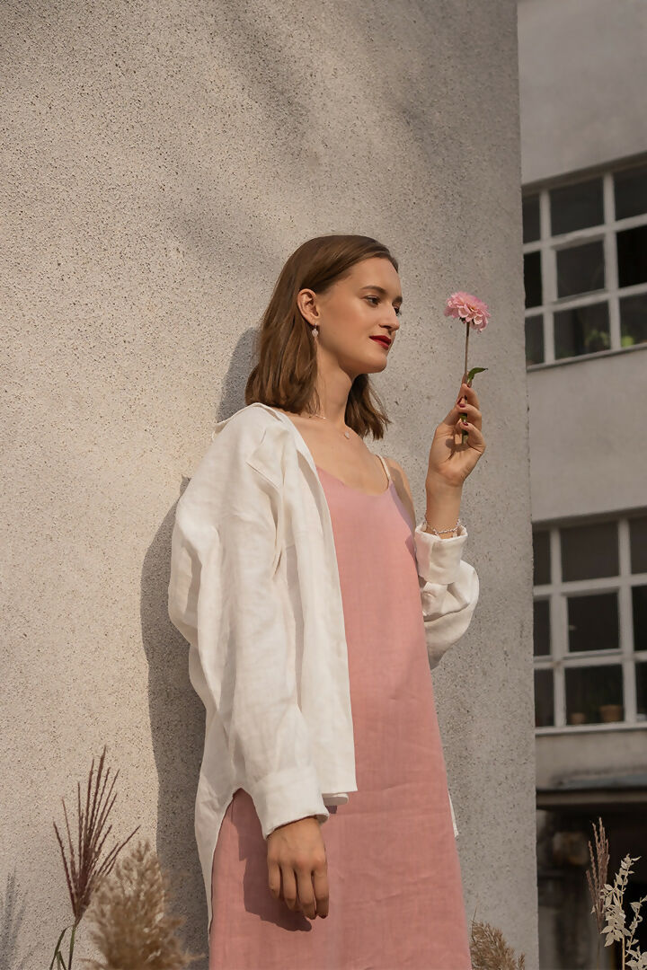 Oversized linen shirt white 1