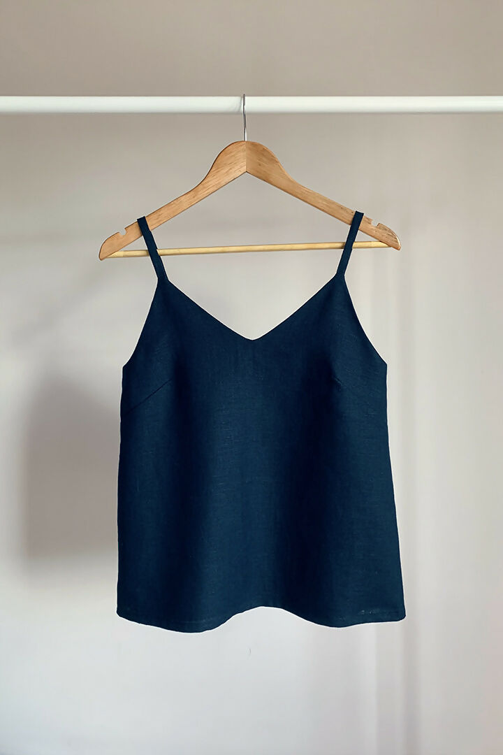 Linen v-top blue 1