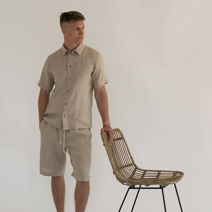 men linen shorts natural 1