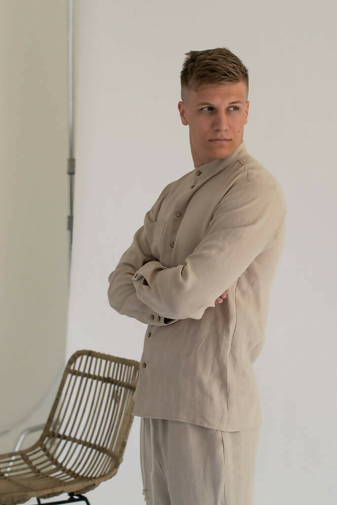 Men linen shirt natural 3