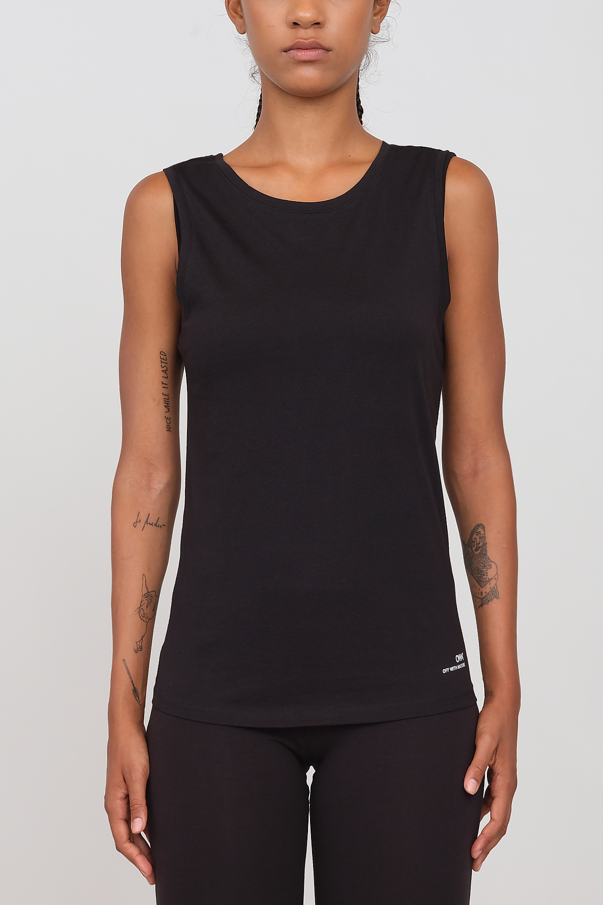 Wide Shoulder Tank Top Black