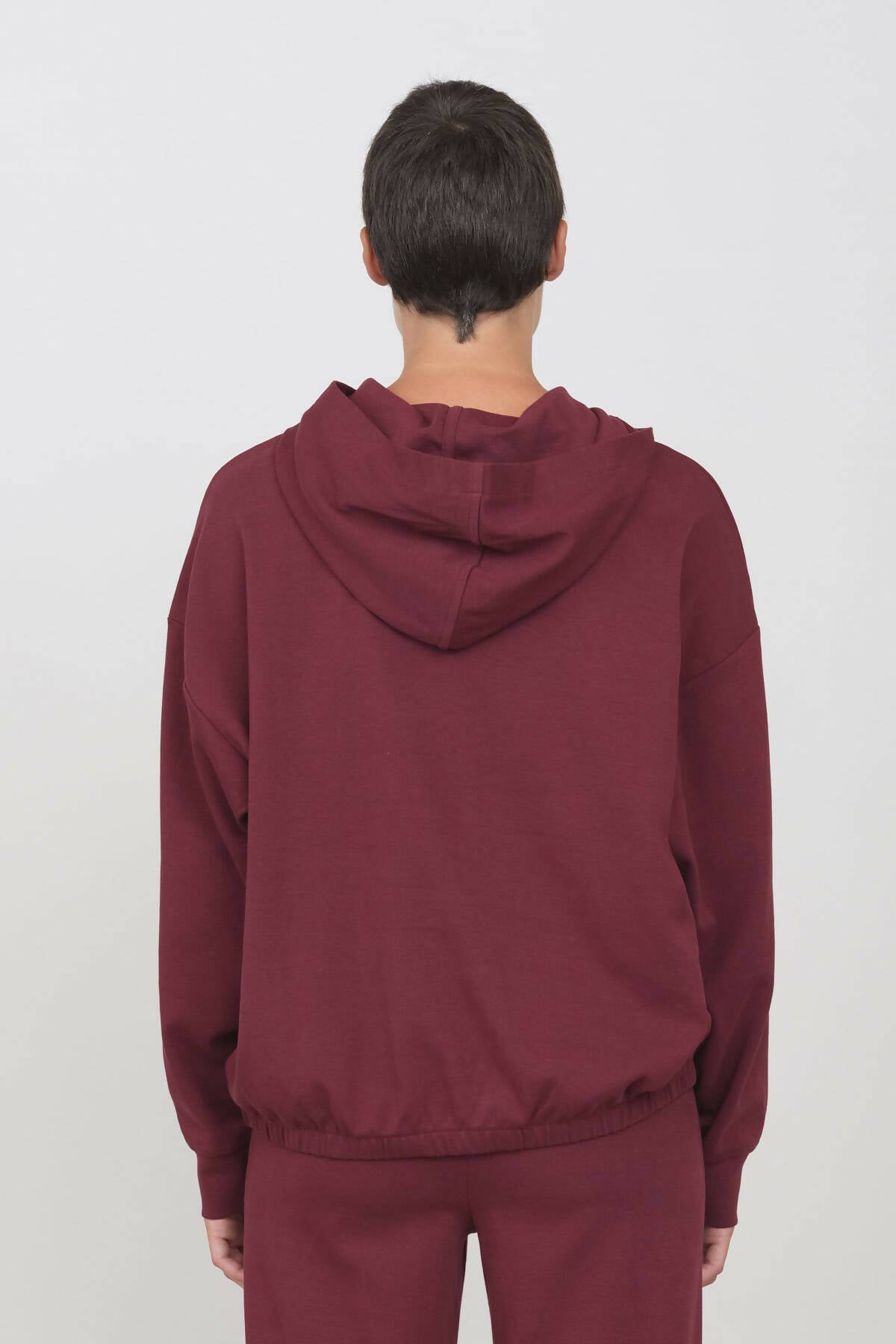 Hoodie in Interlock Prune