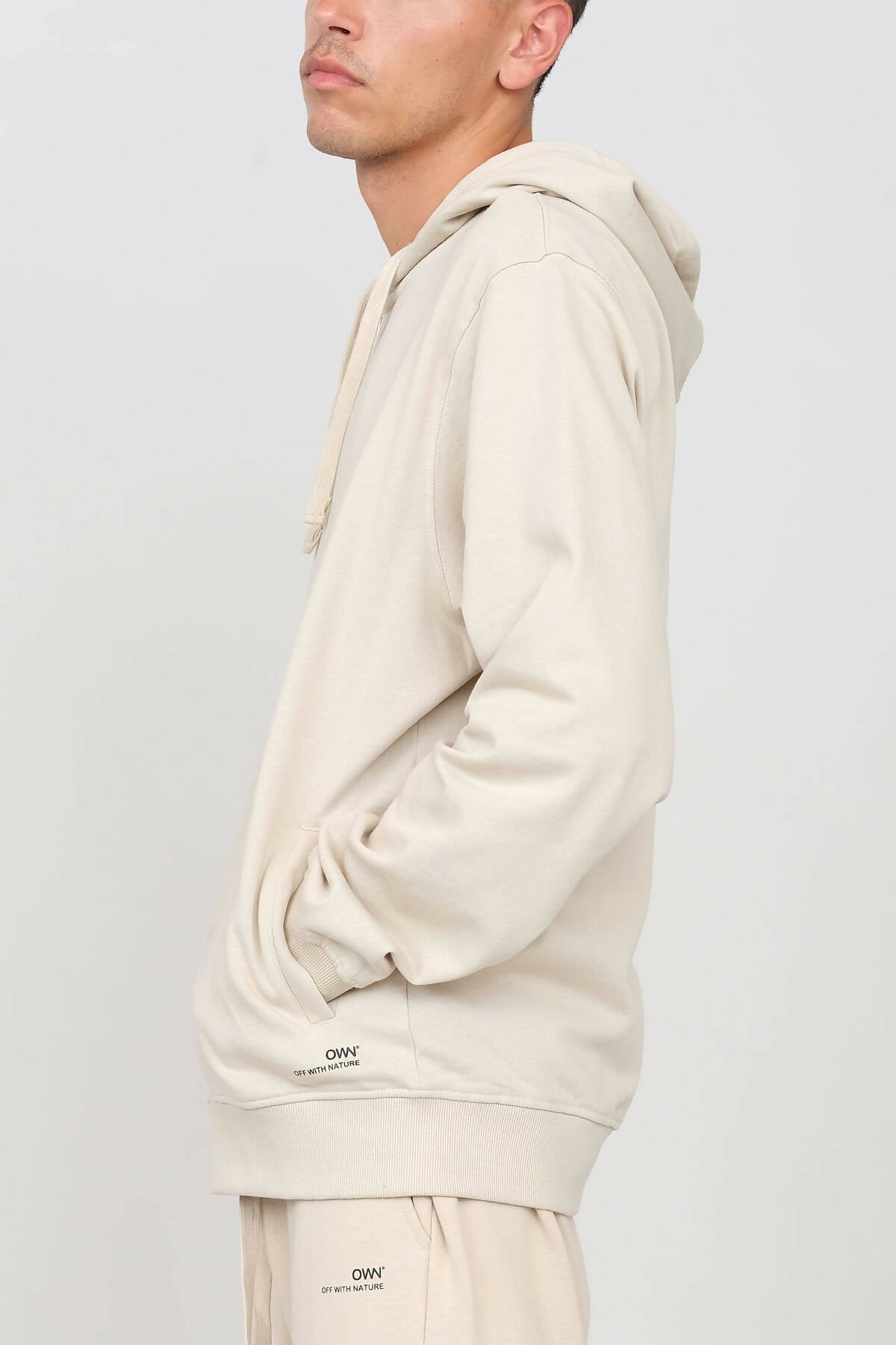 Brushed Zipped Hoodie Ecru