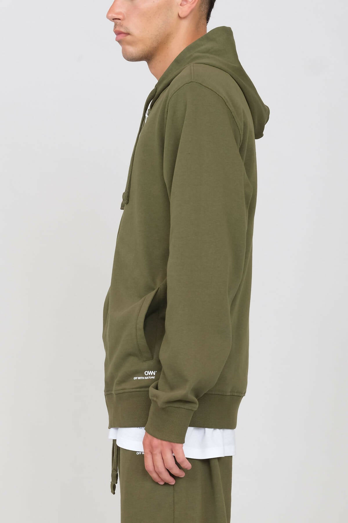 Brushed Zipped Hoodie Military Green