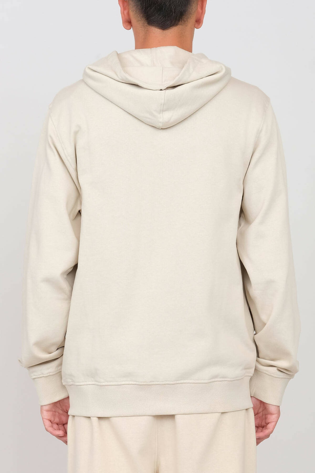 Brushed Zipped Hoodie Ecru