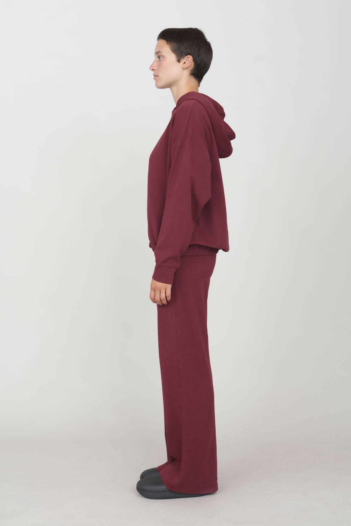 Hoodie in Interlock Prune