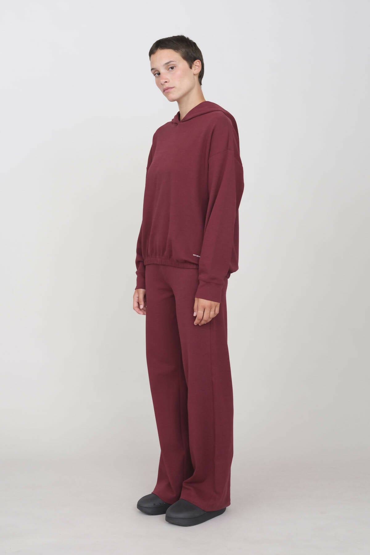 Hoodie in Interlock Prune