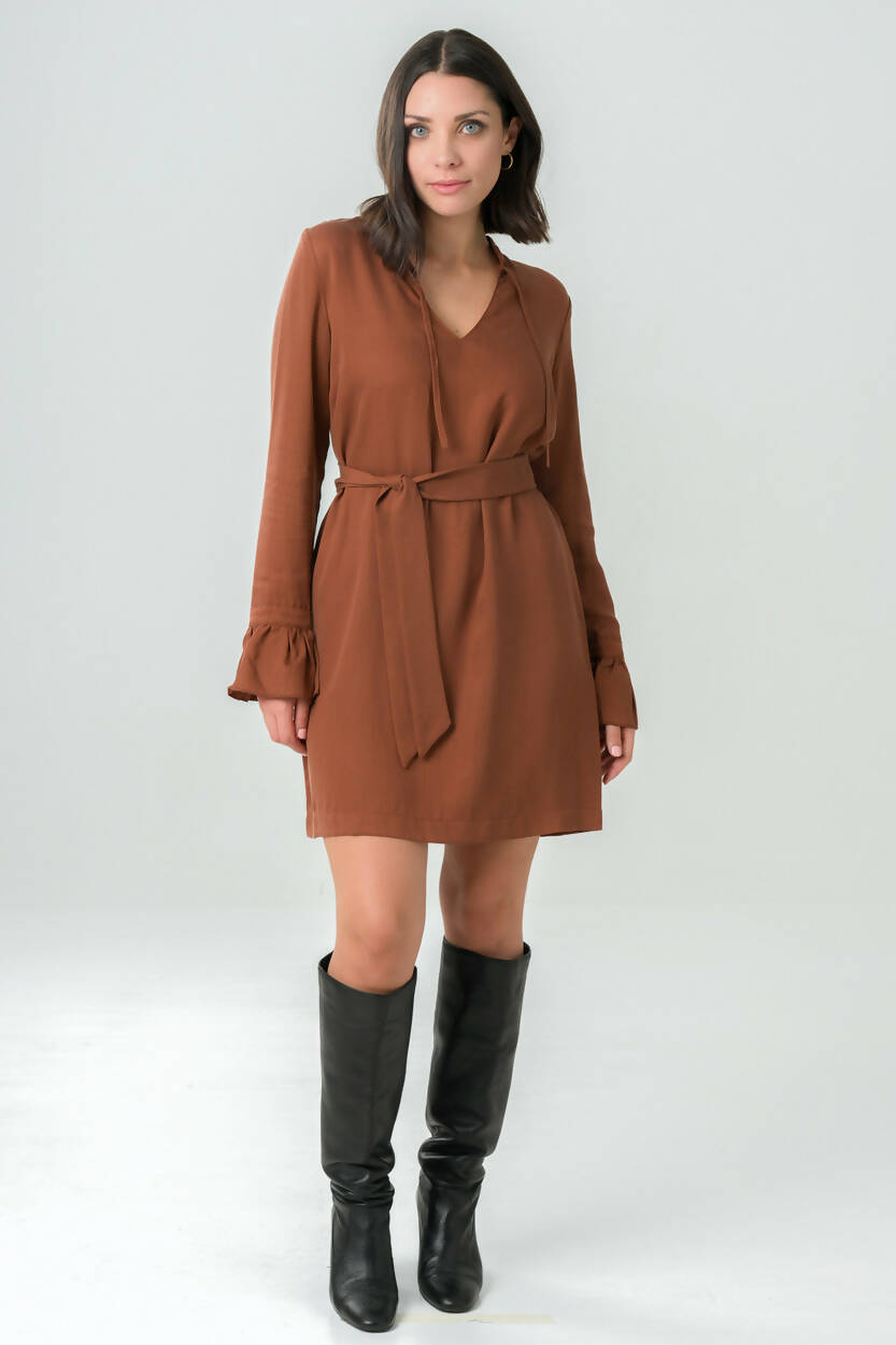 Sustainable Elegant Mao Collar Dress | UpHavin Sustainable Elegant Mao Collar Dress | UpHavin