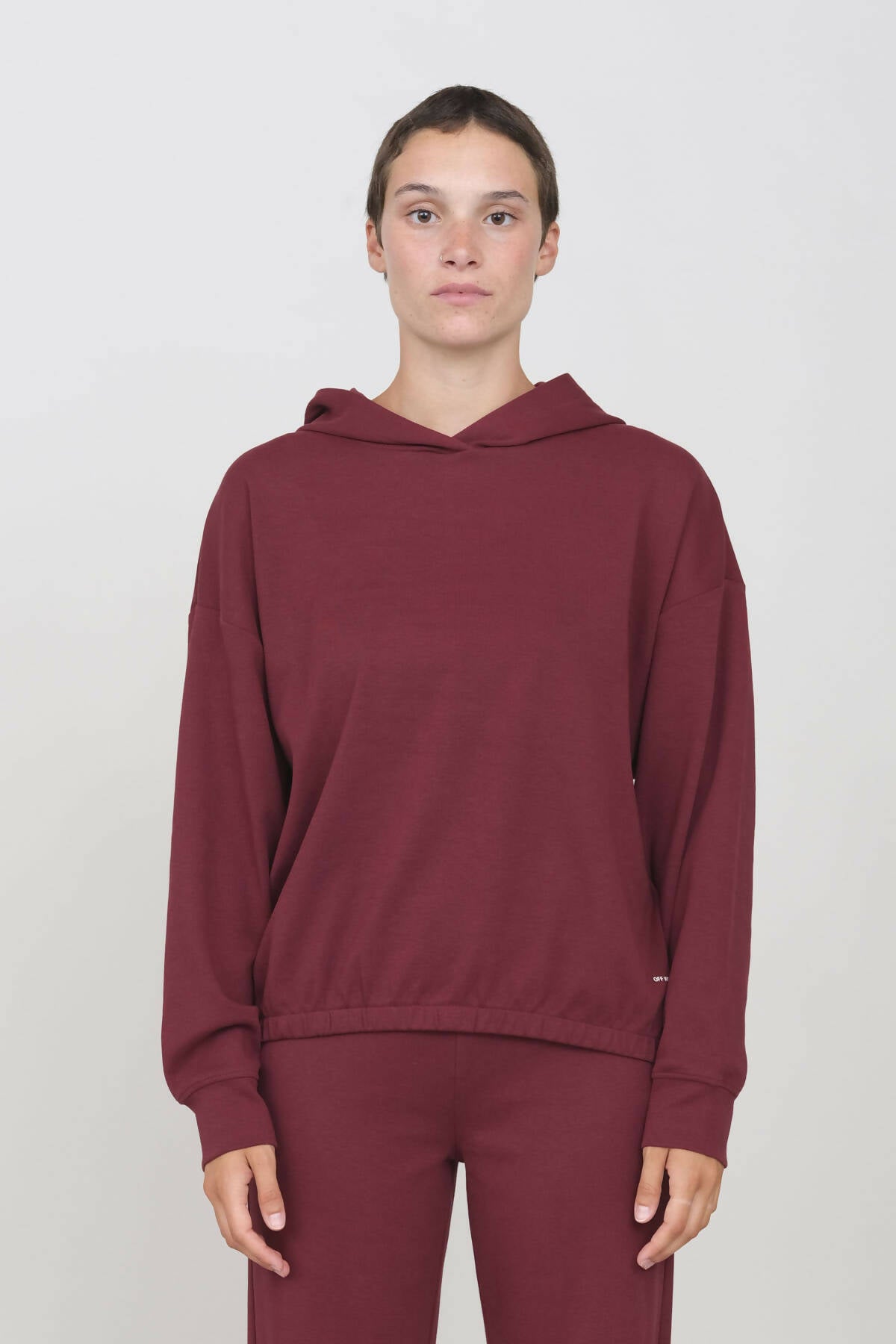 Hoodie in Interlock Prune