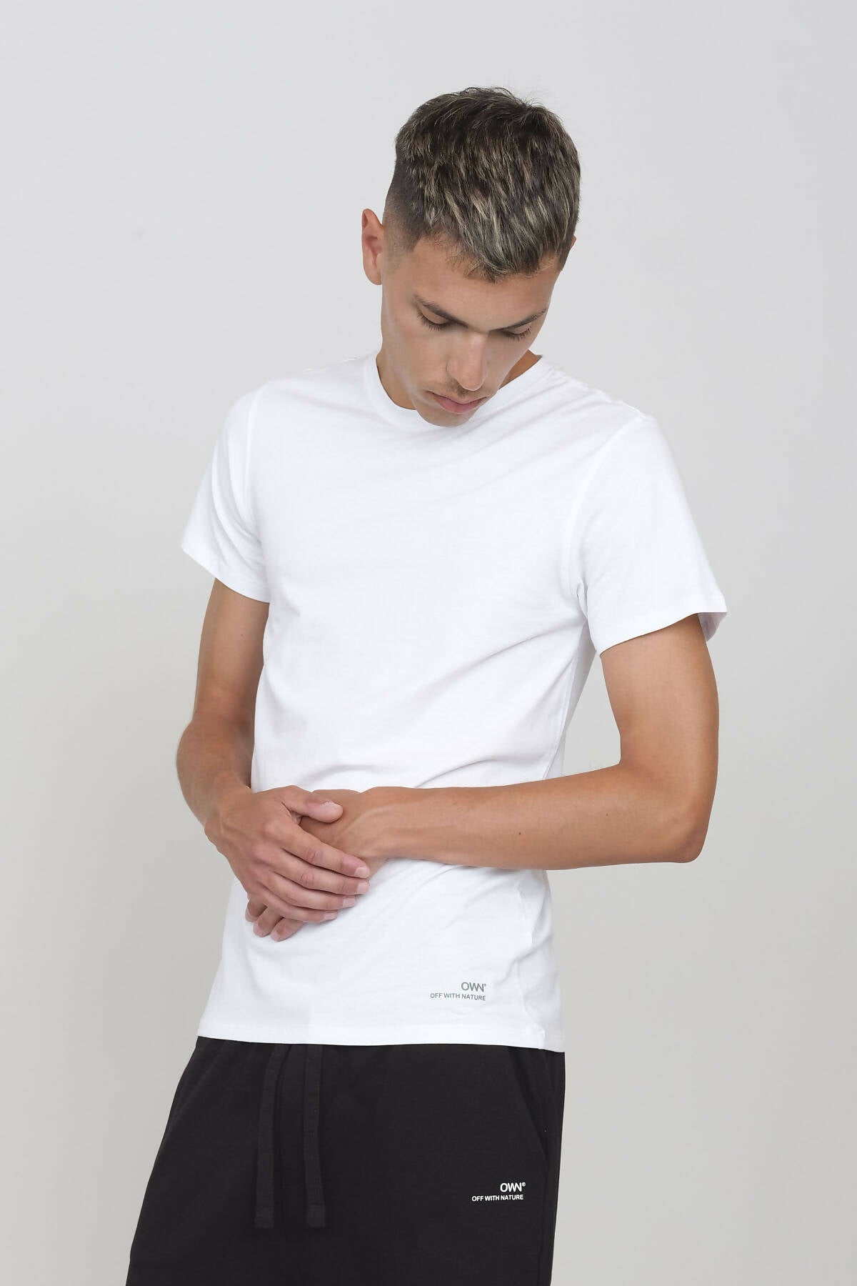 Camiseta De Punto Con Cuello Redondo Blanco